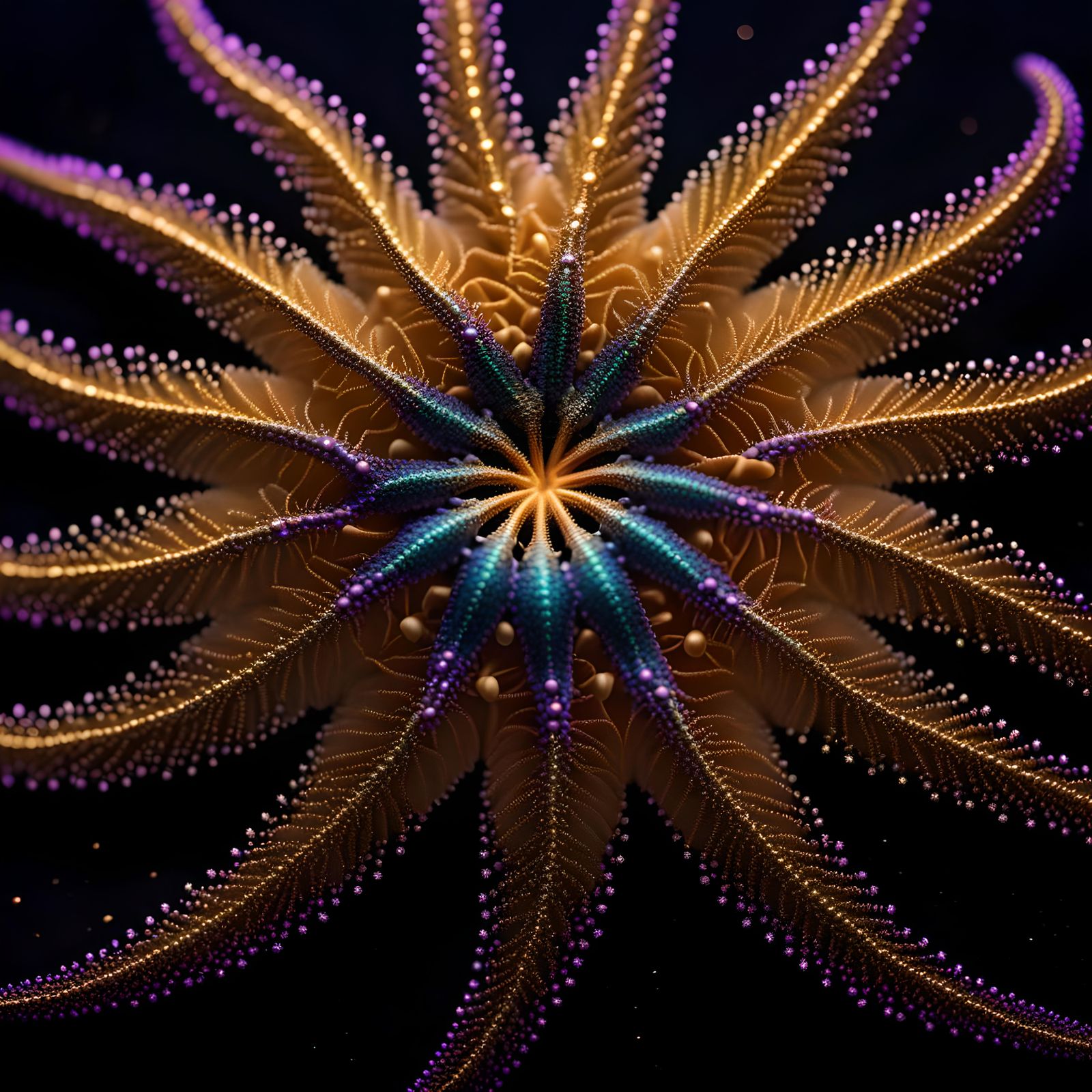 Bioluminescent Sea Star Nervous System in Cloisonné