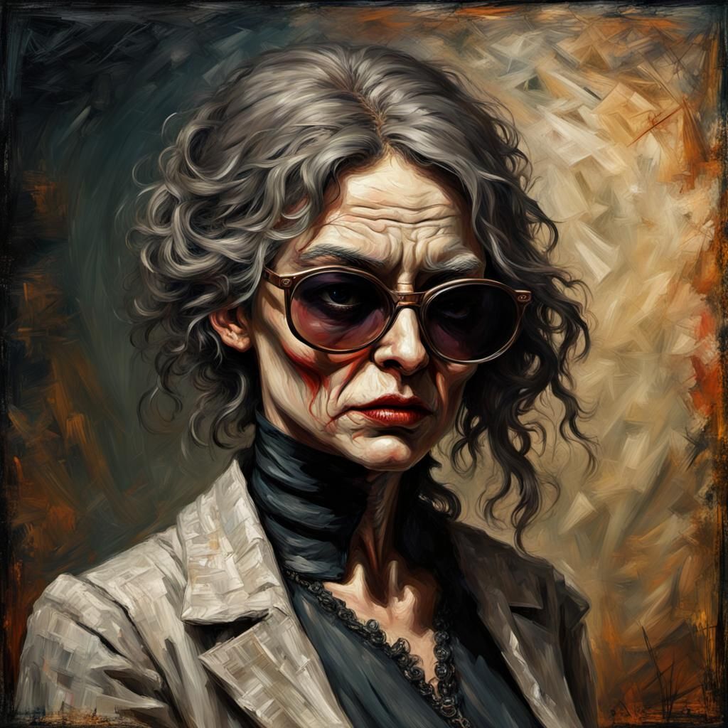 Grotesque Gothic Horror: Blind Woman in Impasto Style