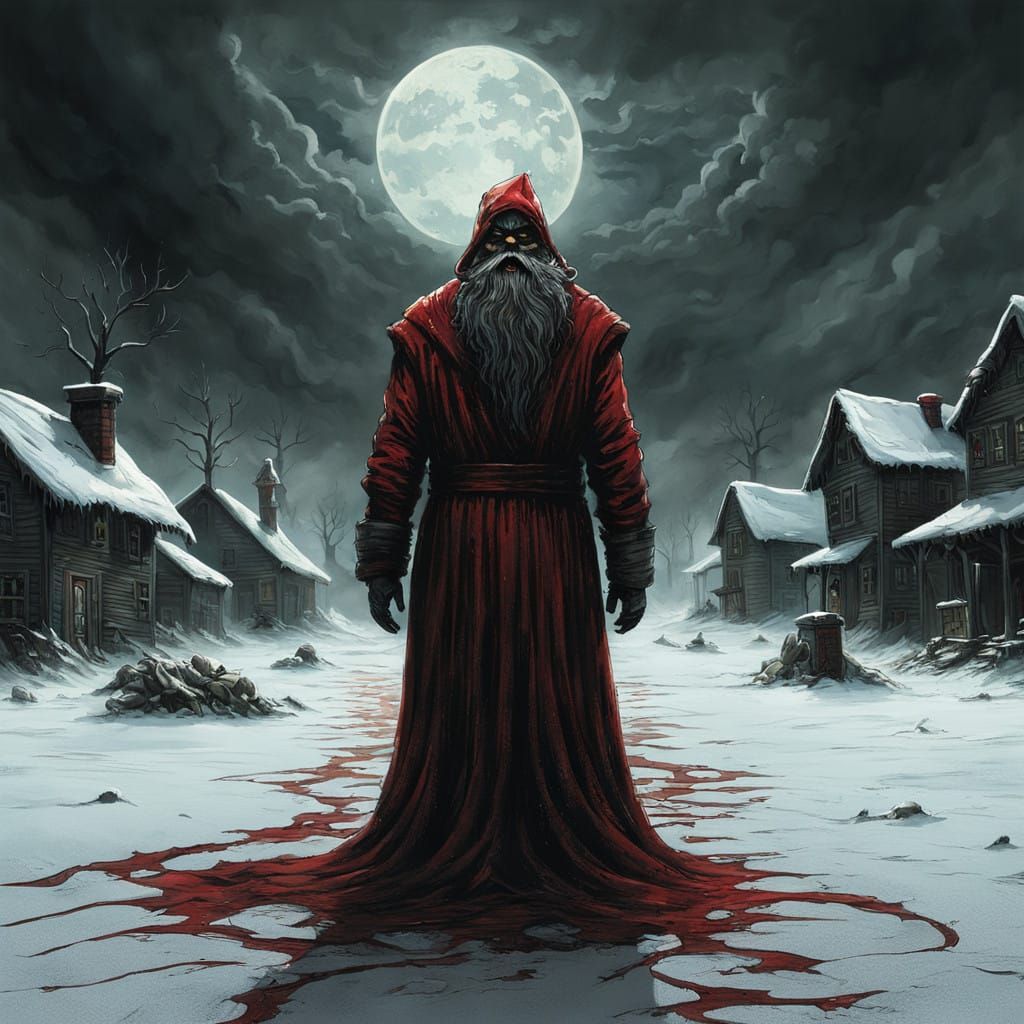 Sinister Santa Claus Rampages Christmas Town in a Haunting,....