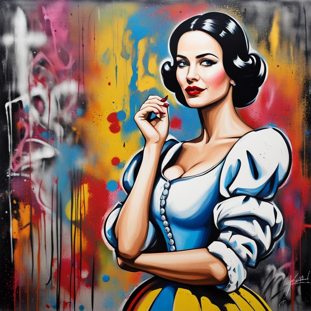 Snow White as Glamorous Businesswoman in Graffiti Art