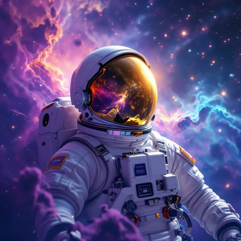 Astronaut in Nebula: A Cosmic Impression