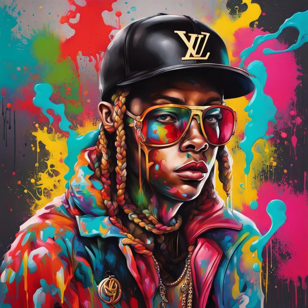Colorful Graffiti Art with Fashion Elements