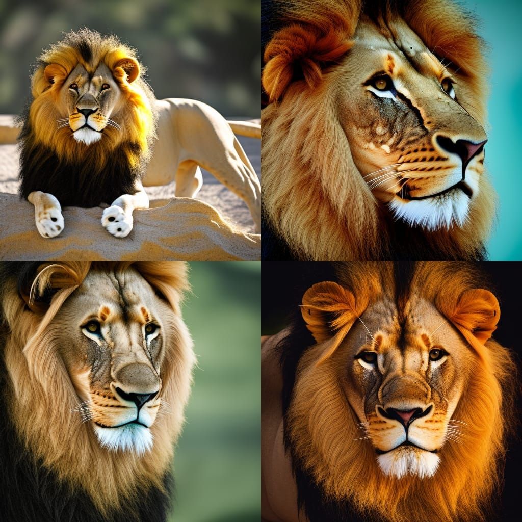 Lion Ablaze in Turquoise Flame: Professional Photography