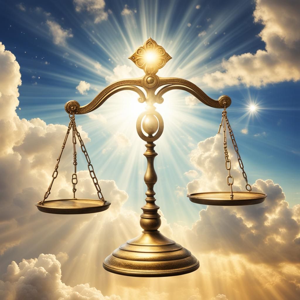 Libra: Divine Radiance in Celestial Clouds