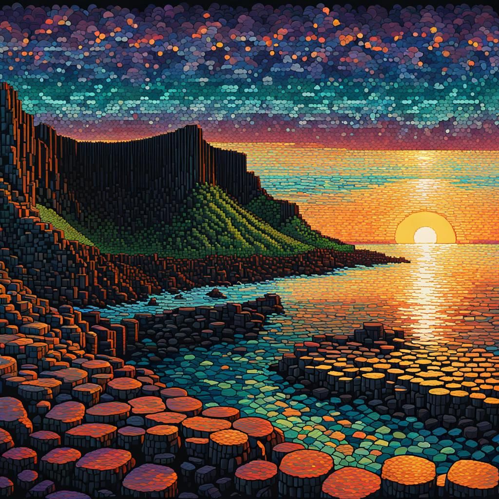Giant's Causeway in Pixel Art Style