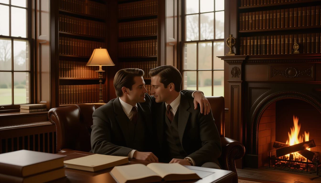 Cozy Study: A Tender Moment in Cinematic Lighting