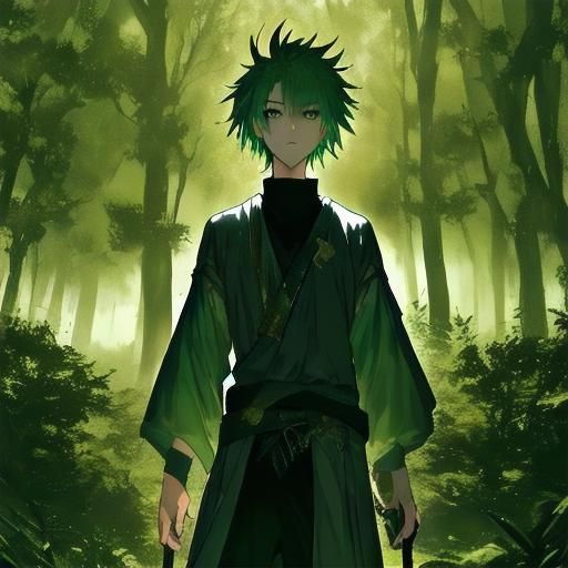 Celtic Warrior in Mystical Forest: 3D Anime Art