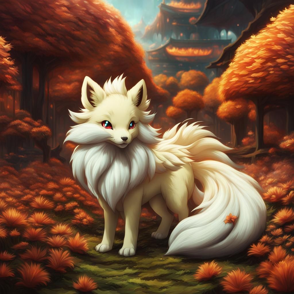 Cute Ninetails in Detailed Digital Painting