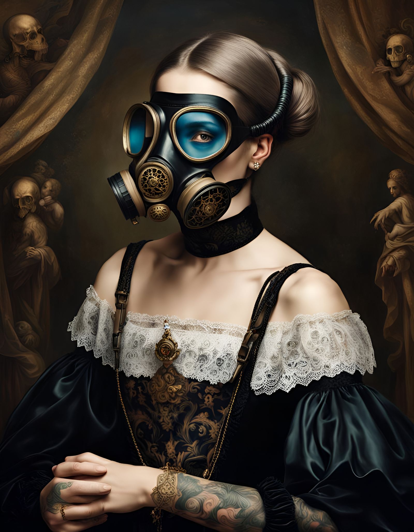 Princess with Gas Mask: Renaissance Painting