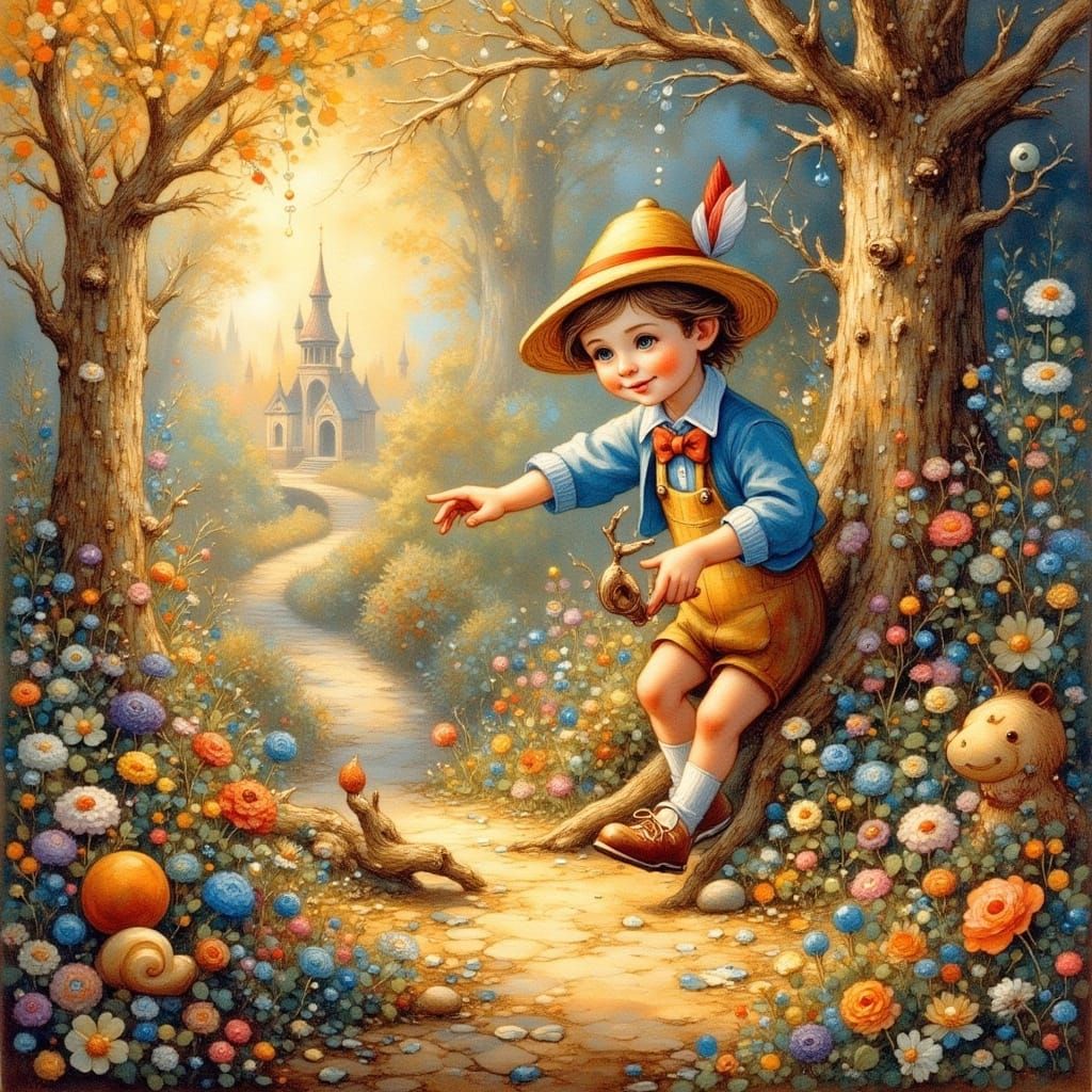Pinocchio's Growing Nose: Impressionistic Art Nouveau Fairyt...