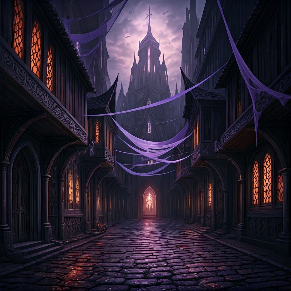 Gothic Dark Fantasy Cityscape: Arachneum, Heart of Sin
