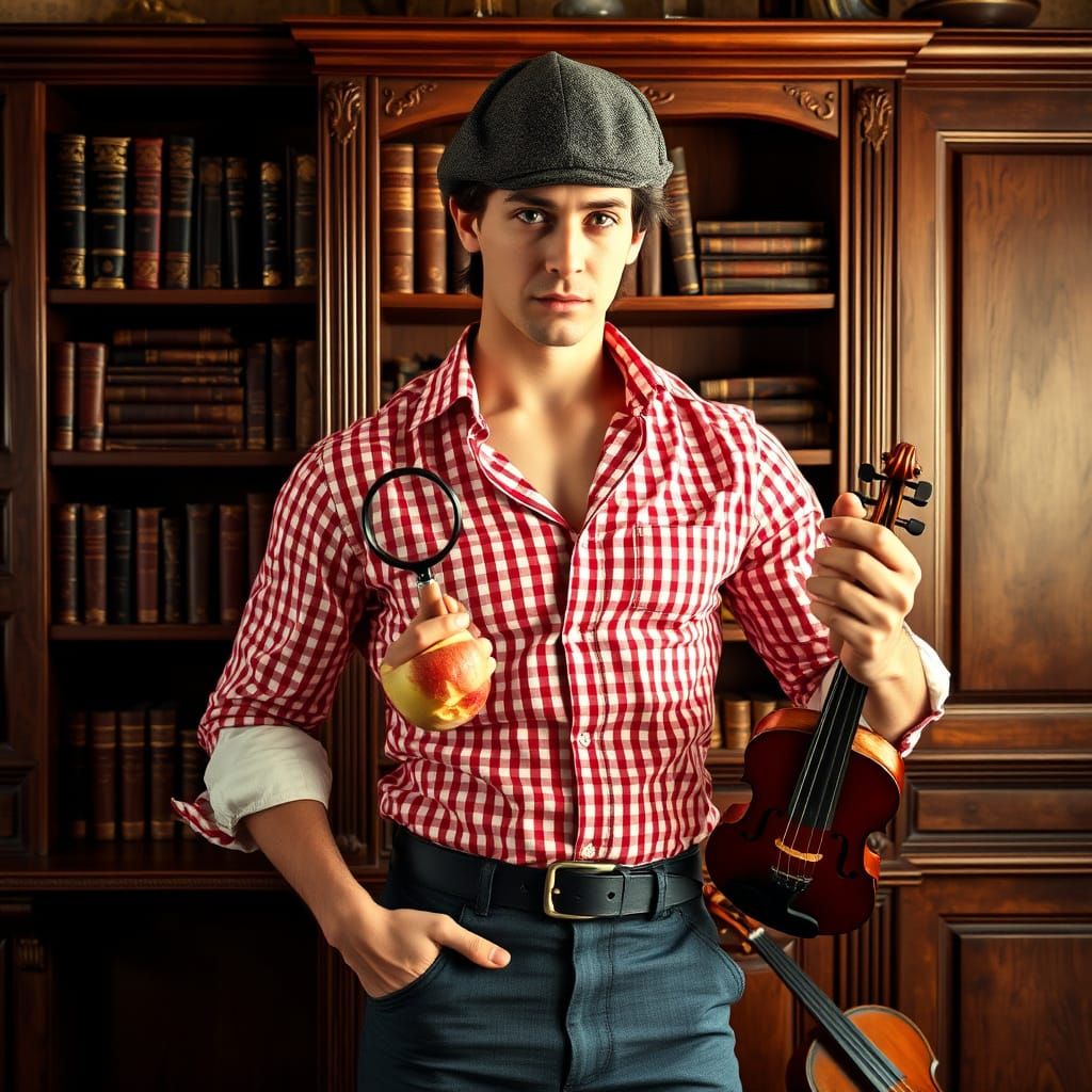 A young and dashing Sherlock Holmes in Gingham Print