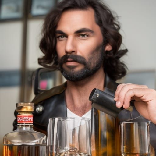 Bootlegger Enjoys Whisky in Professional Photo