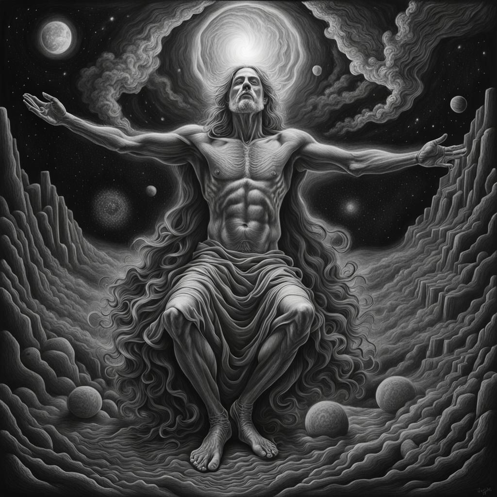 Hyperdetailed Charcoal Drawing of Astral Projection