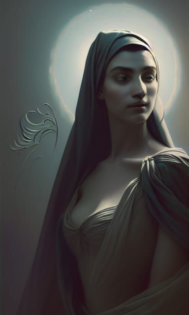 Detailed Portrait of Iranian Woman in Digital Illustration