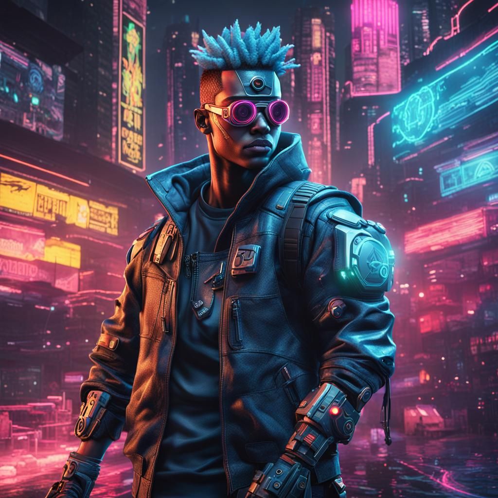 Cyberpunk Character in 3D Comic Book Style