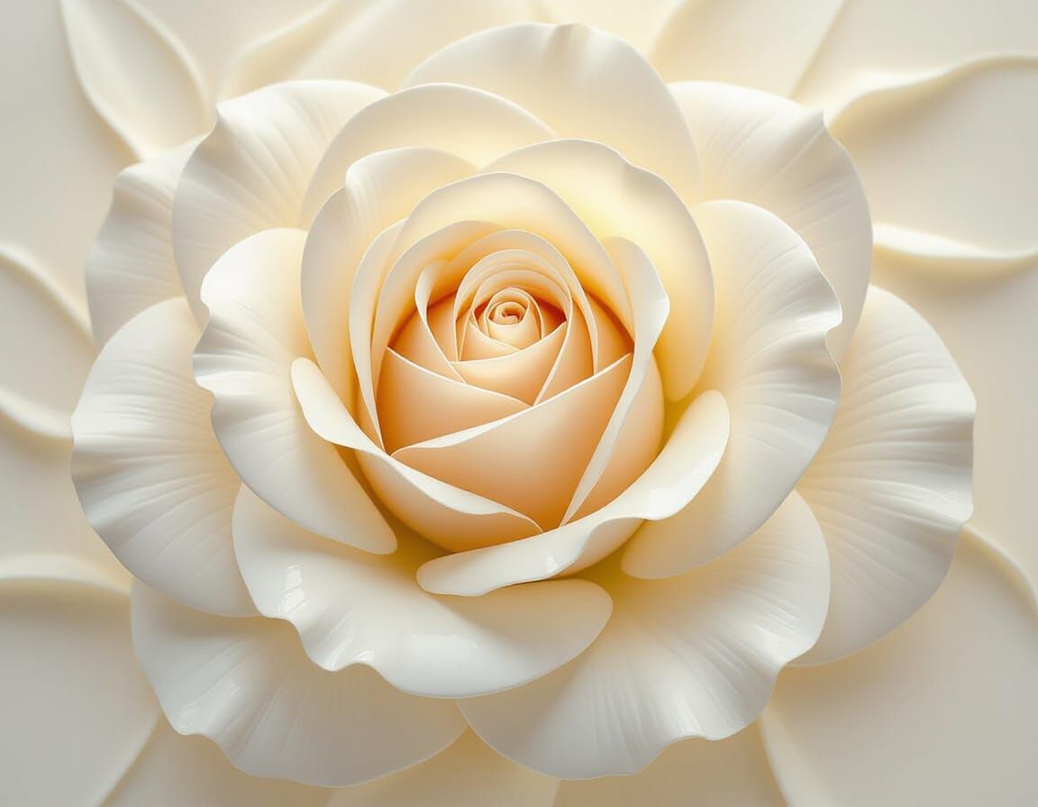 Encaustic Painting of a White Rose Close-Up