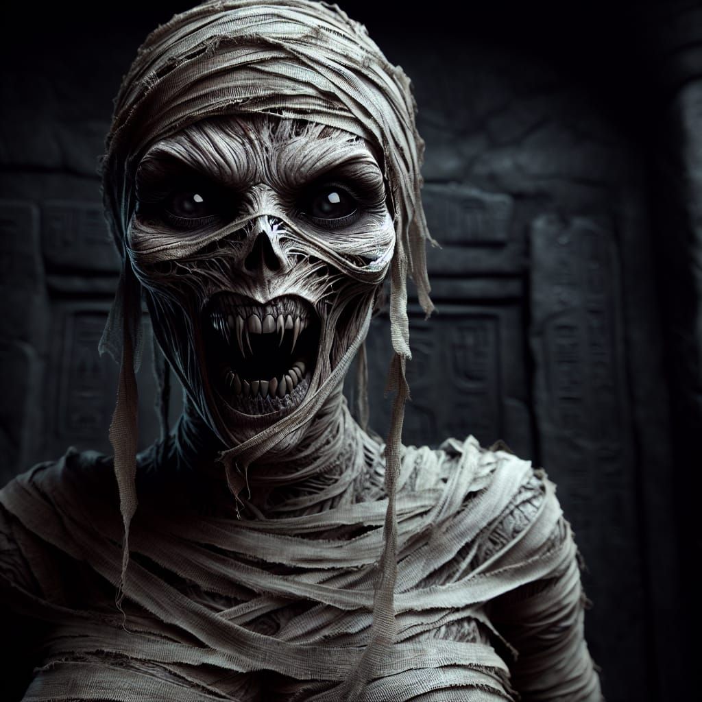 Sinister Mummy in Egyptian Temple: Photorealistic 8K