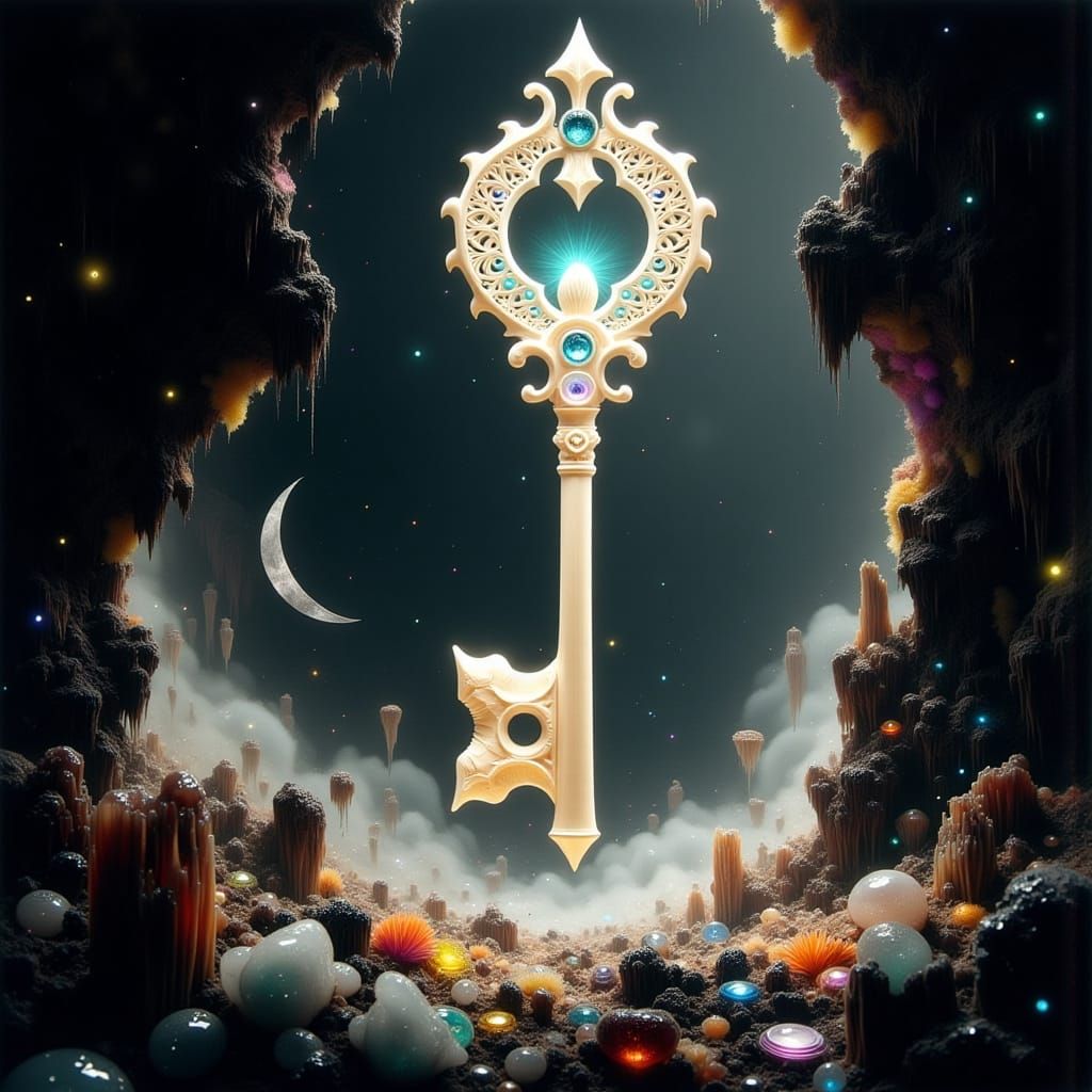 Ethereal Ivory Dragon Key in Majestic Cave of Treasure