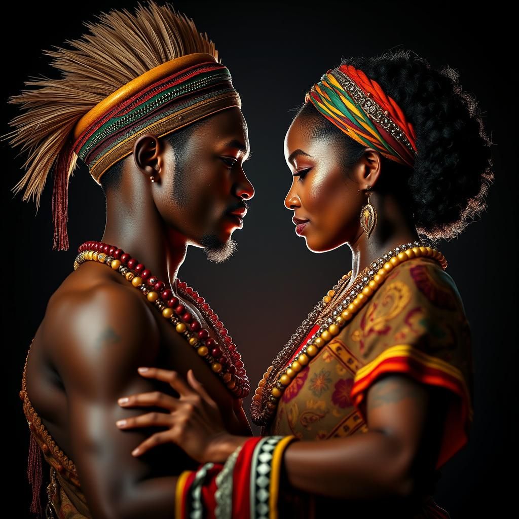 Vibrant Portrait of Dancers in Madagascar Native Costume