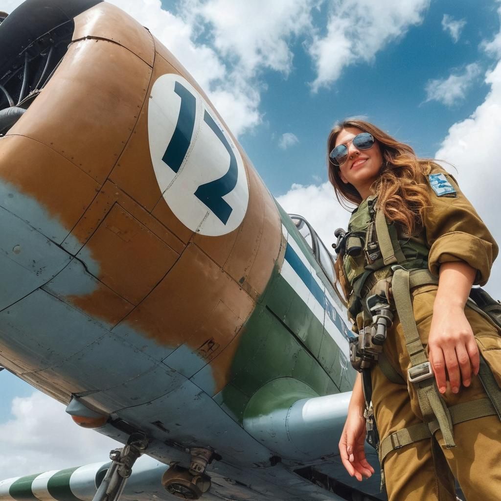 IDF Female Pilot Portrait Near Aircraft
