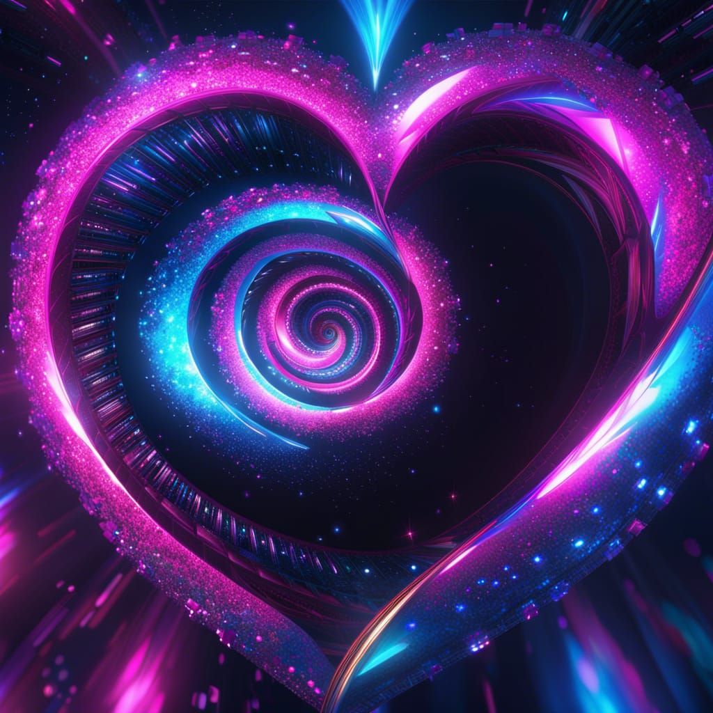 Sparkling Glitter Heart in Anime Style