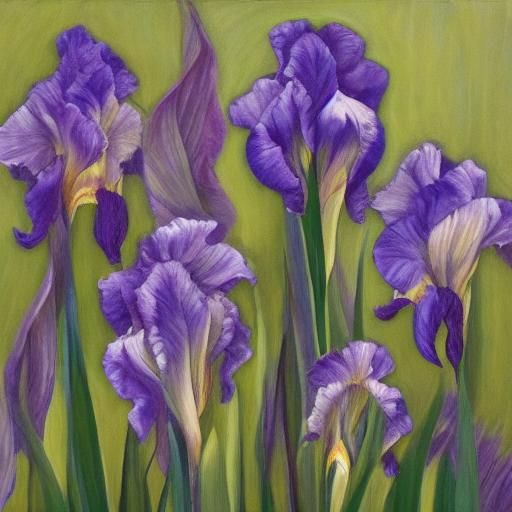 Irises Painting in Impressionistic Style