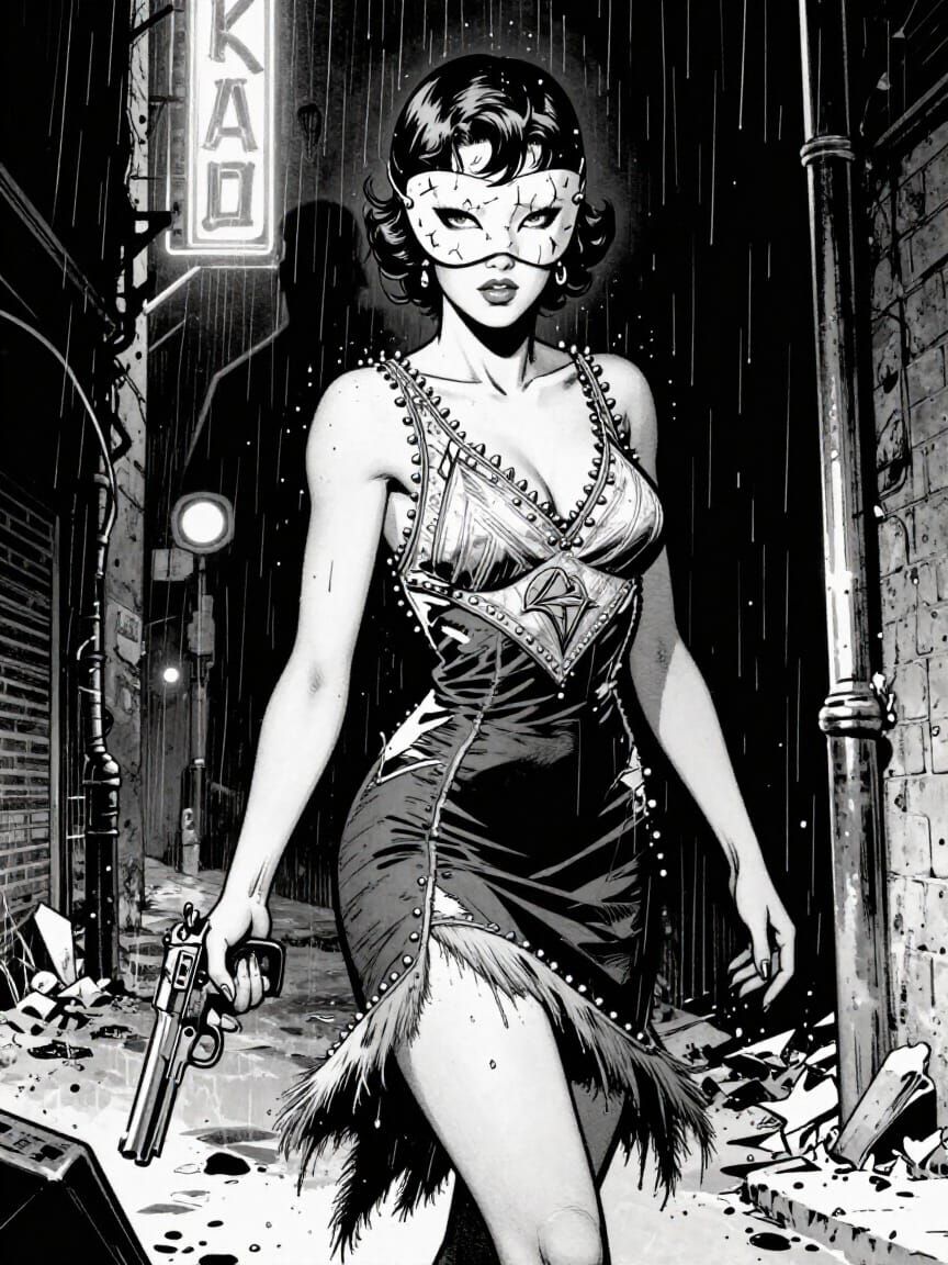 Noir Detective in Dark Alley Comic Art