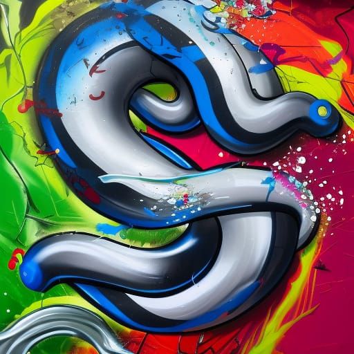 Graffiti Art of Black and White Snakes