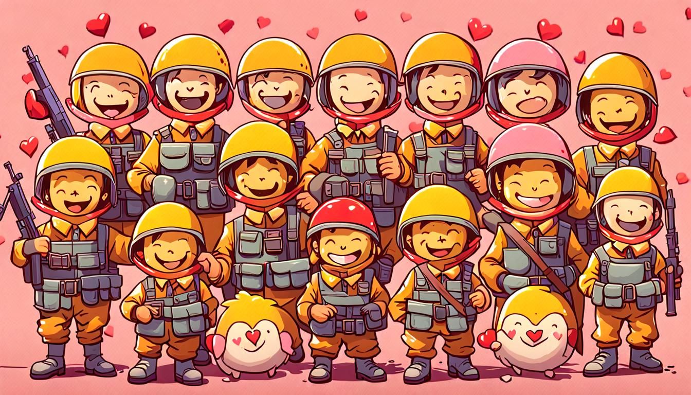 Hyperrealistic Soldiers in Neo-Primitivism Style