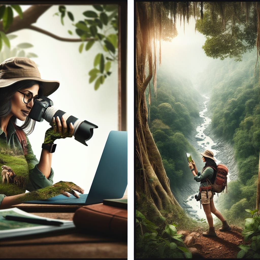 Nature Photographer Explores Wilderness with Laptop