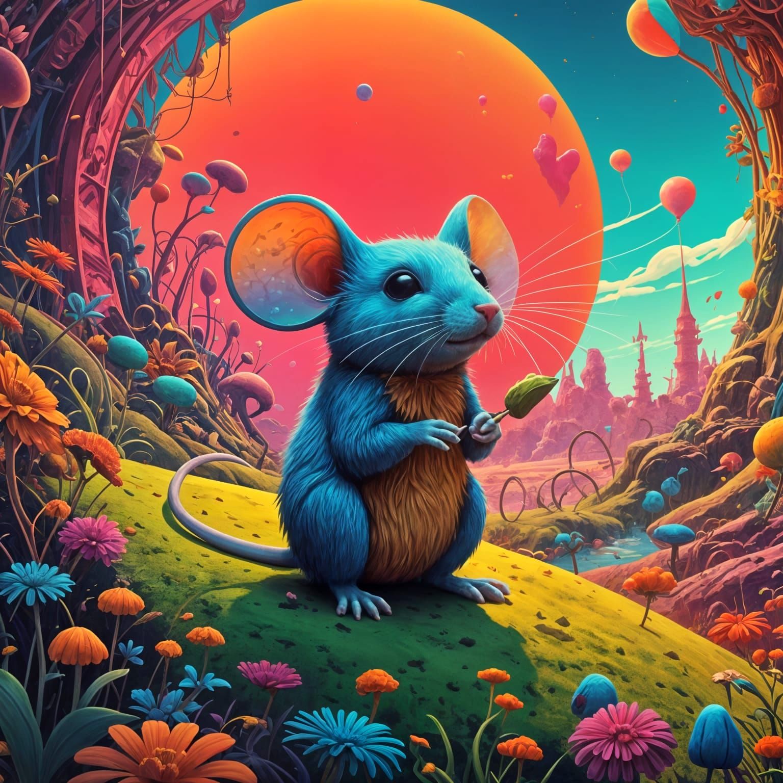 Psychedelic Pastel Mouse Wonderland
