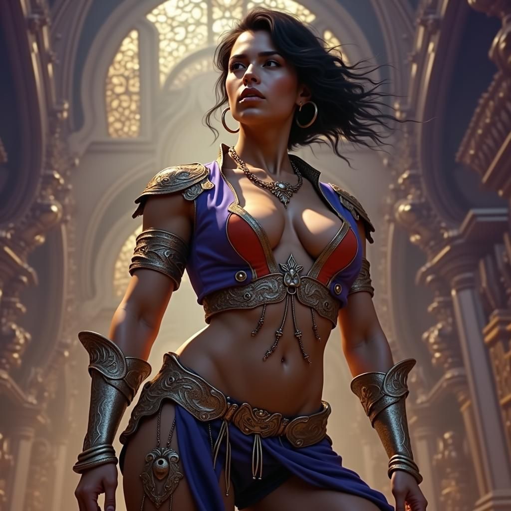 Muscular Tomboy Woman in Dark Fantasy Concept Art