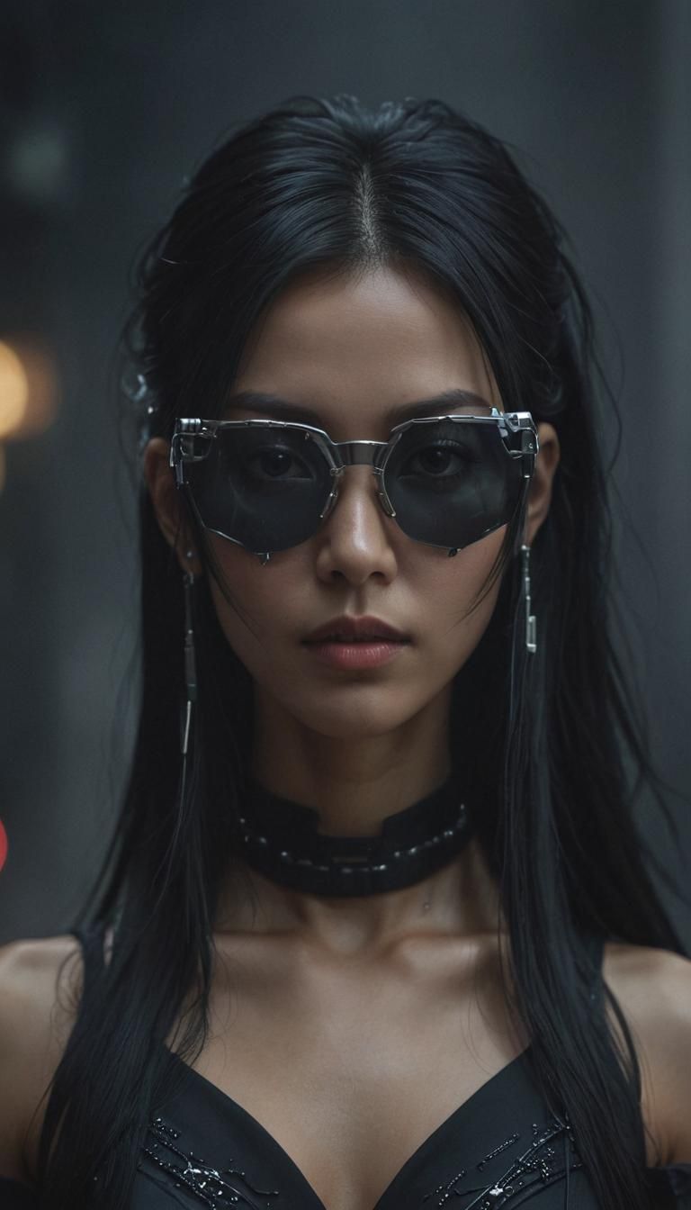 Cyberpunk Woman Portrait with Dramatic Lighting