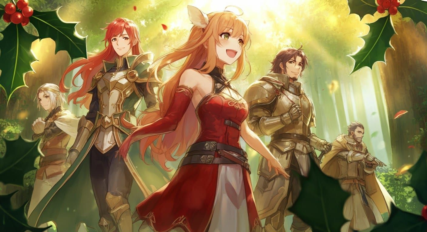 Anime epic fantsy team, holly fantasy, happy adventure, epic fight