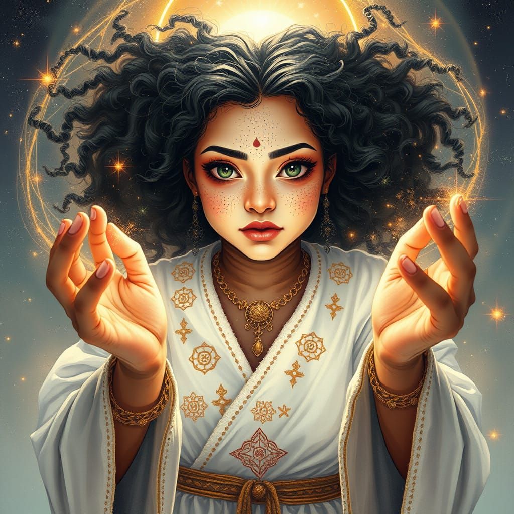 Mystical Goddess Conjured in Celestial Light