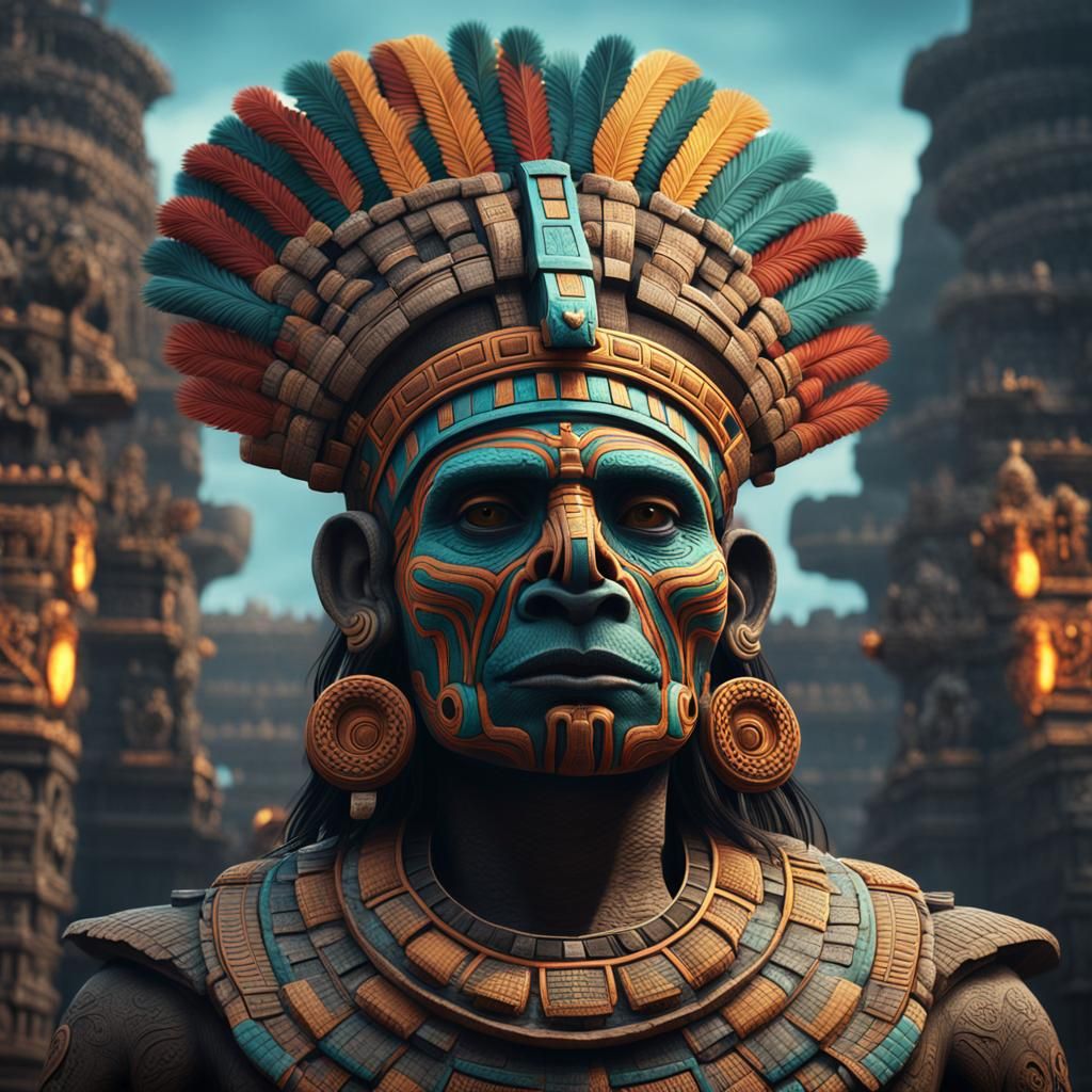 Mictlantecuhtli Portrait in Detailed Matte Painting