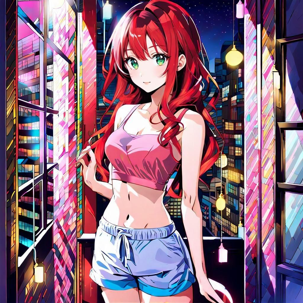 Attractive Woman in Tokyo Bedroom at Night