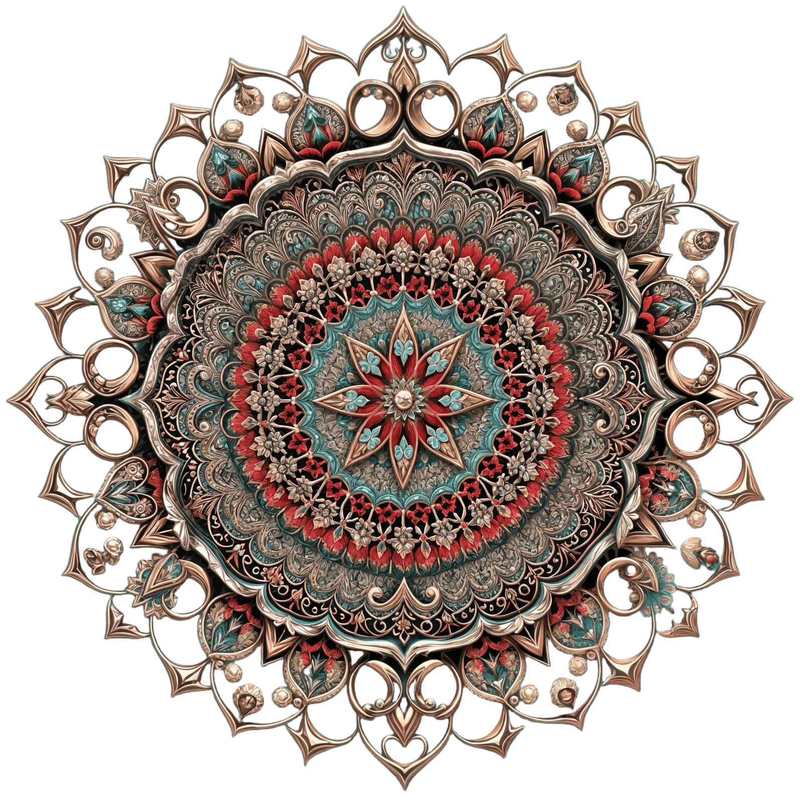 Lace and Diamond Mandala with Rose Petals
