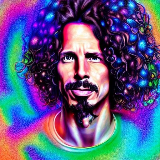Cosmic Portrait of Chris Cornell in Digital Art Style