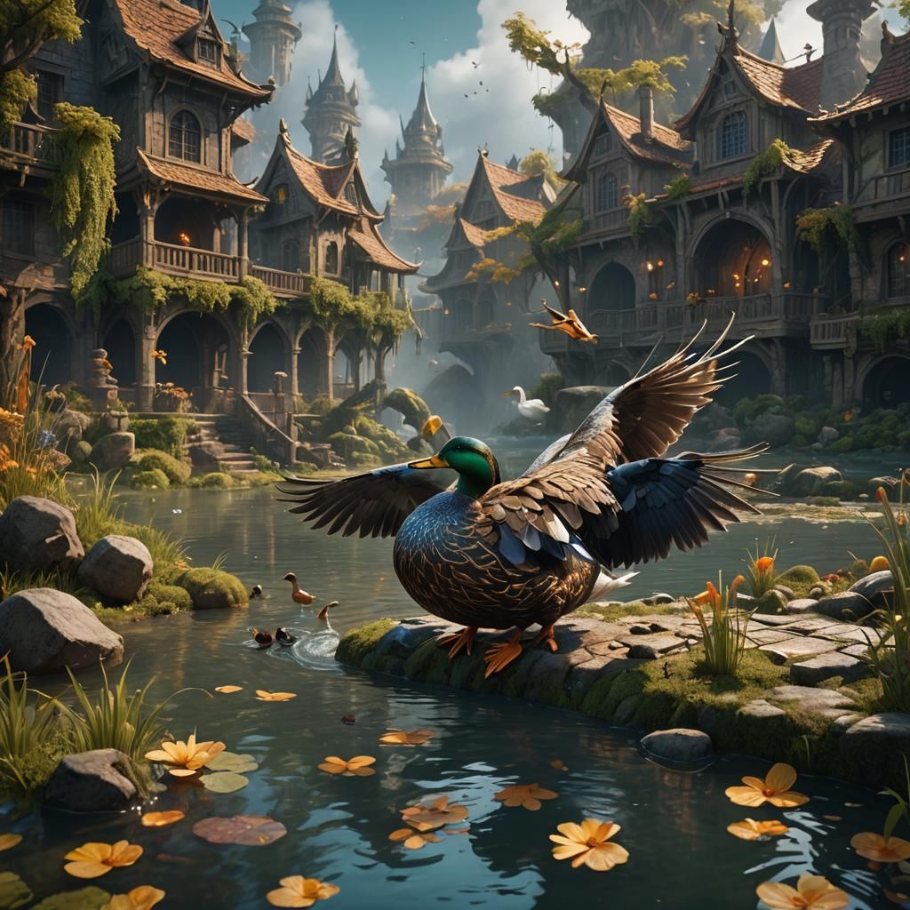 Fantastical Duck: Detailed Matte Painting