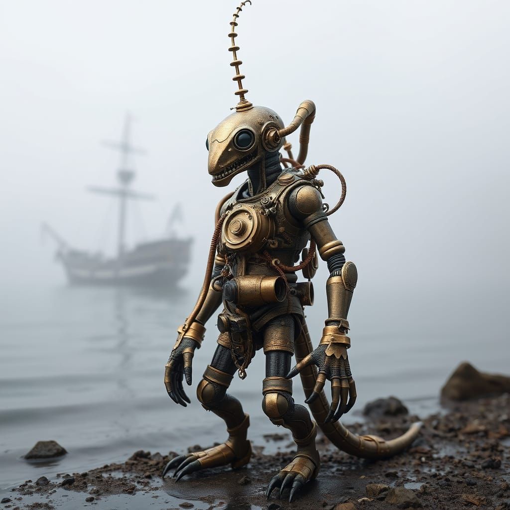 Steampunk Creature from the Black Lagoon in Claymation Style