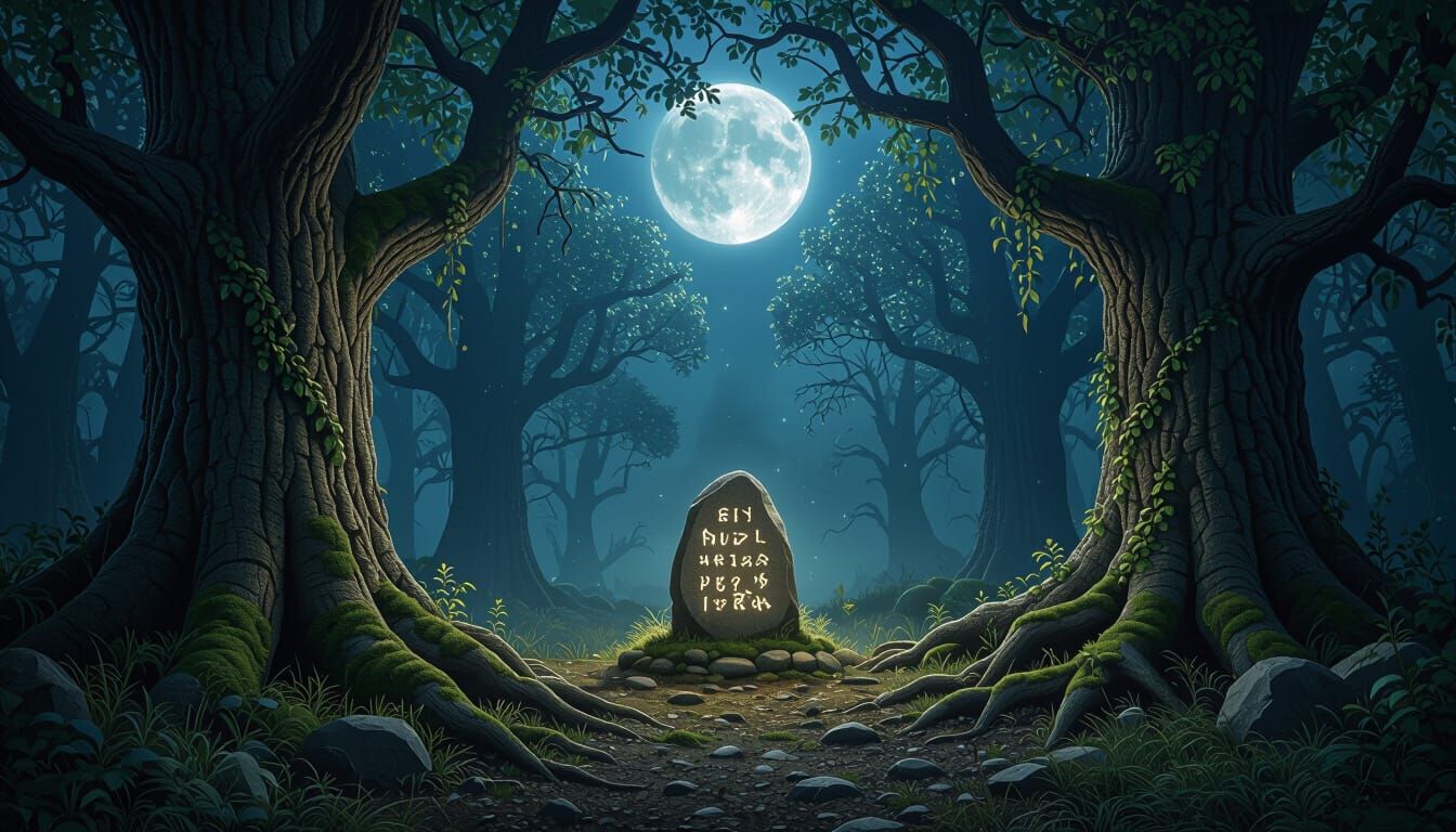 Mystical Night in Ancient Celtic Forest