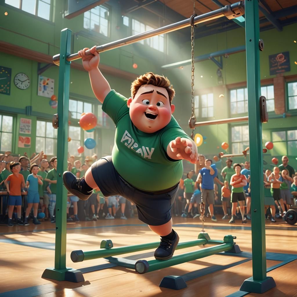 Pixar-Style Boy Falls from Balance Beam