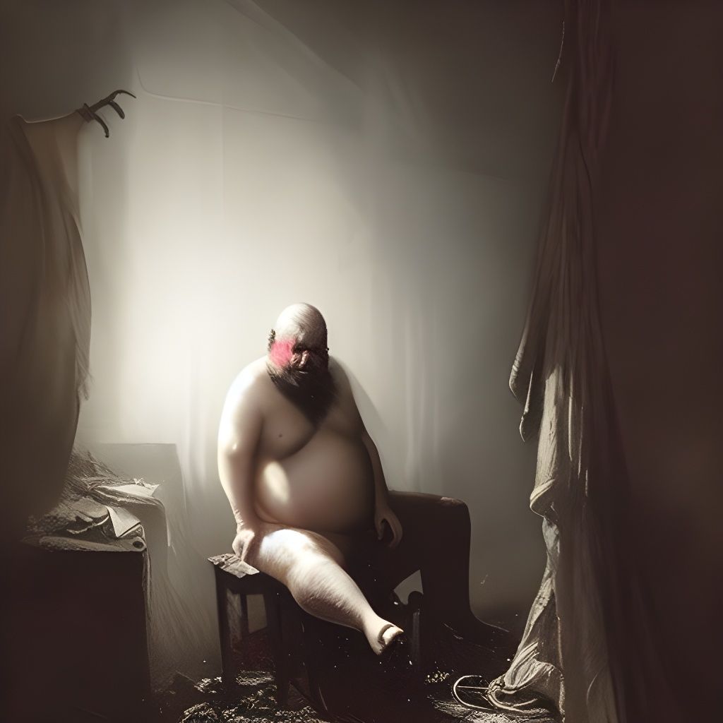 Grotesque Man in Underwear: Horror Art