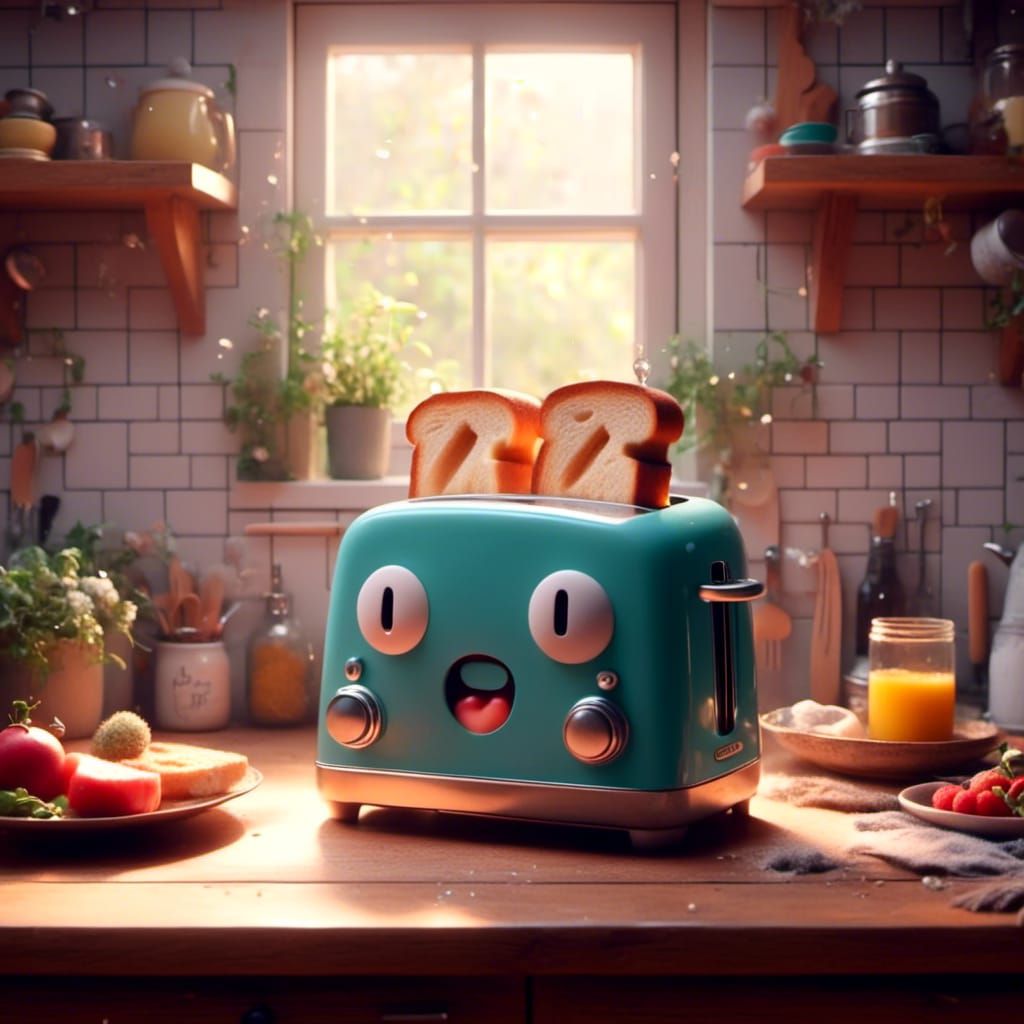 Cute Toaster in Cozy Kitchen