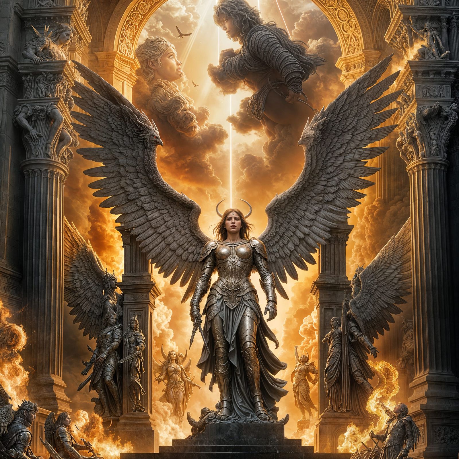 Ethereal War of Angels and Demons in Digital Matte Painting