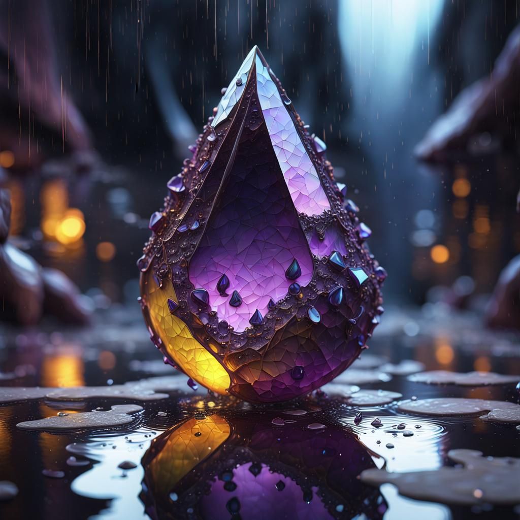 Ametrine Pear in Cracked Diamond Painting Style