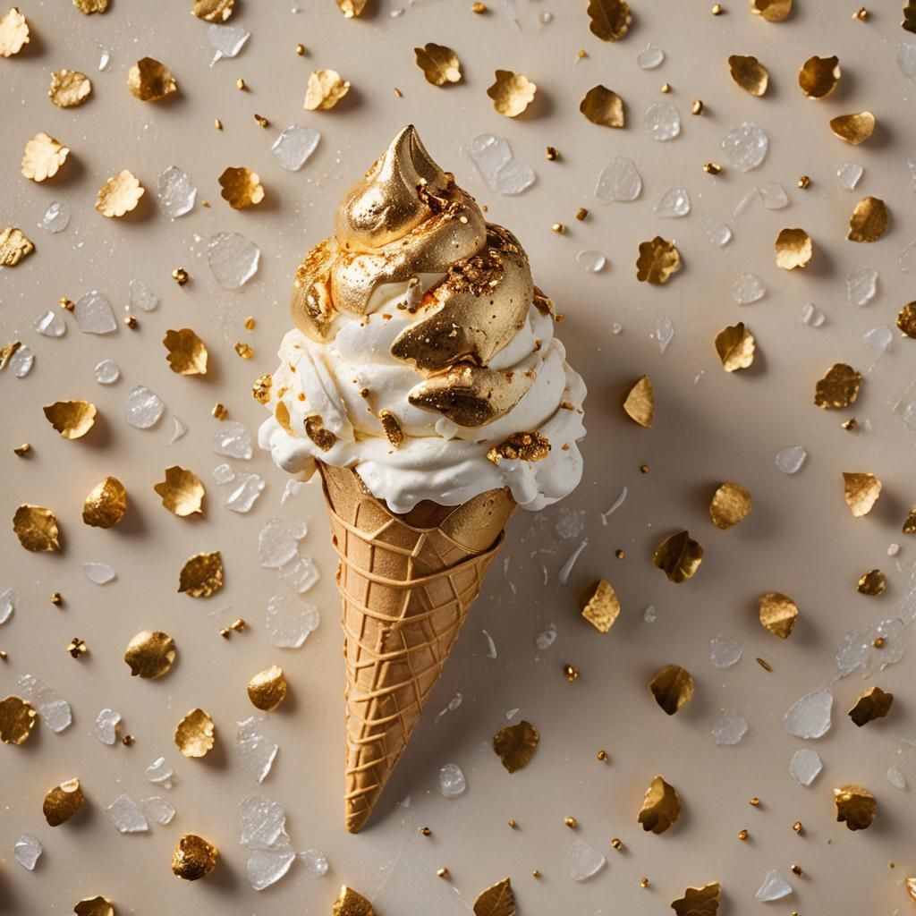 Decadent Gold Leaf Ice Cream Cone Photography