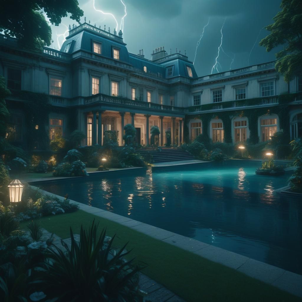 London Mansion with Garden in Cinematic Style